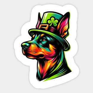 German Pinscher Celebrates Saint Patrick's Day Fun Sticker